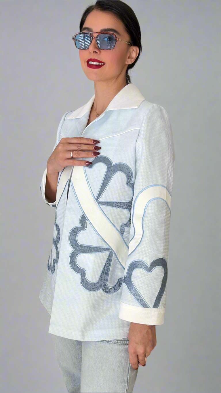 Light Blue Jacket with Traditional Persian Patterns