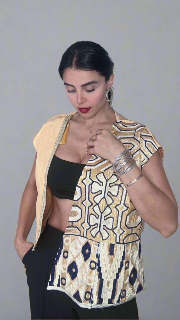 Traditional Iranian Vest with Golden persian Pattern